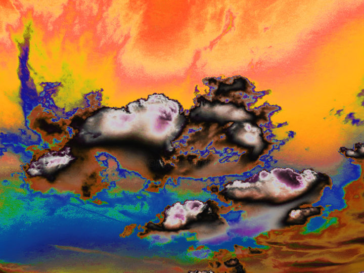 Digitale Kunst mit dem Titel "Sky n°3 (version or…" von Fabrice Cadet, Original-Kunstwerk, 2D digitale Arbeit