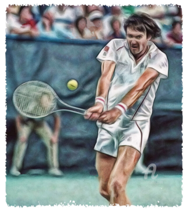 Digital Arts titled "Jimmy Connors" by Fabrice Fouarge, Original Artwork, Digital Painting
