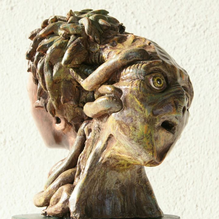 Sculpture titled "Prise de tête .jpg" by Flgendre, Original Artwork, Ceramics