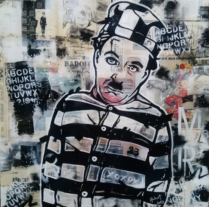 Painting titled "CHARLOT,LE PRISONNI…" by Fabrice Hubert, Original Artwork, Collages