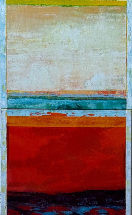 Картина под названием "horizon distendu 3" - Fabrice Janvier, Подлинное произведение искусства, Масло