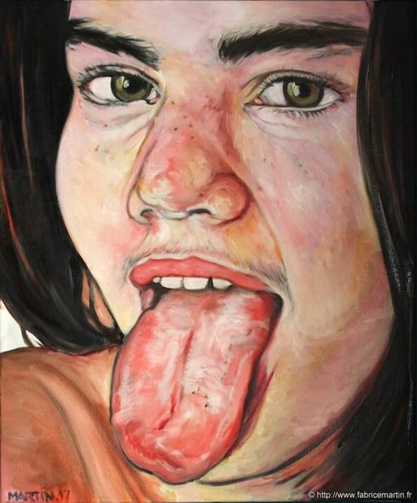 Peinture intitulée "La langue" par Fabrice Martin, Œuvre d'art originale, Huile