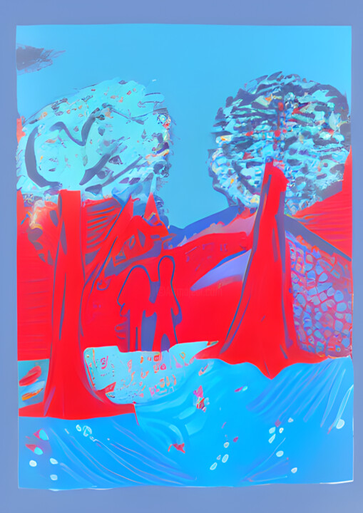 Digitale Kunst getiteld "Le jardin d'Eden 14" door Fabrice Meslin (Fabzoo), Origineel Kunstwerk, AI gegenereerde afbeelding
