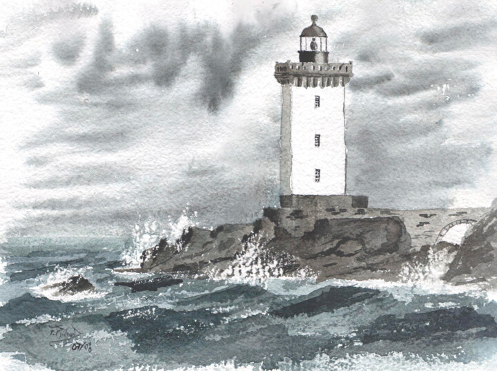 Painting titled "phare du conquet -F…" by Fabrice Richard, Original Artwork