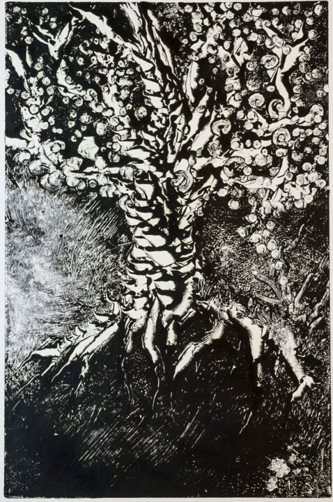 Estampas & grabados titulada "Racines Arborescent…" por Fabrice Rivière, Obra de arte original, Monotipia