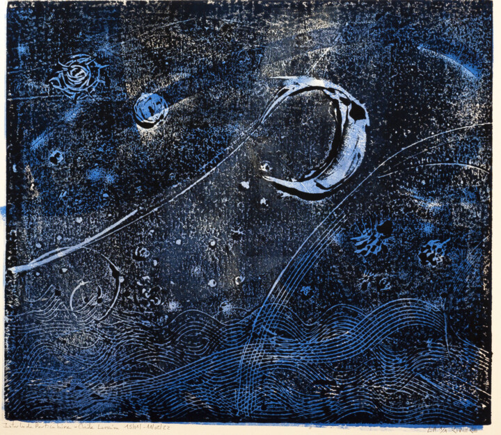 Gravures & estampes intitulée "Onde lunaire 15I01-…" par Fabrice Rivière, Œuvre d'art originale, Monotype