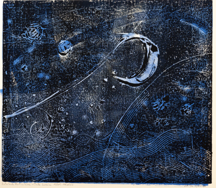 Prenten & gravures getiteld "Onde lunaire 15I01-…" door Fabrice Rivière, Origineel Kunstwerk, Monotype