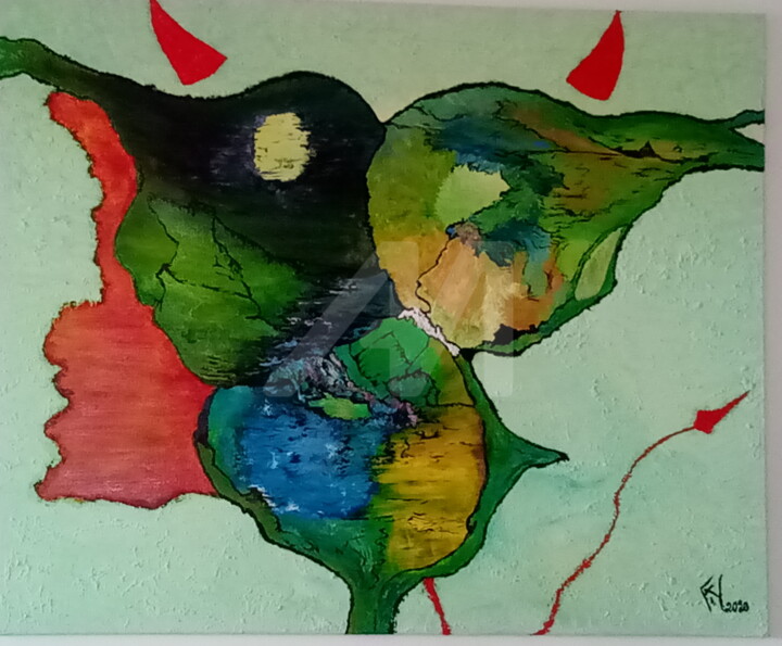 Peinture intitulée ""La fosse du diable…" par Fabrice Ycard, Œuvre d'art originale, Huile Monté sur Châssis