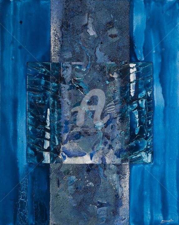Painting titled "Bleu reflets.jpg" by Fabrice Bayol, Original Artwork, Acrylic
