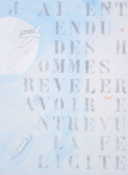Schilderij getiteld "J'ai entendu des ho…" door Fabrice Réhel, Origineel Kunstwerk, Acryl