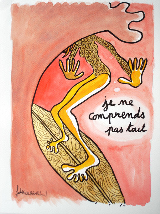 Tekening getiteld "Je ne comprends pas…" door Fabrice Réhel, Origineel Kunstwerk