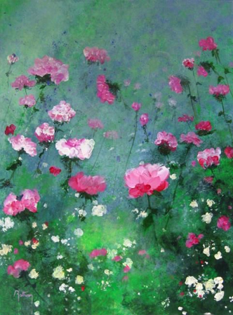 Peinture intitulée "Roses 01" par Coq Rouge, Œuvre d'art originale, Huile