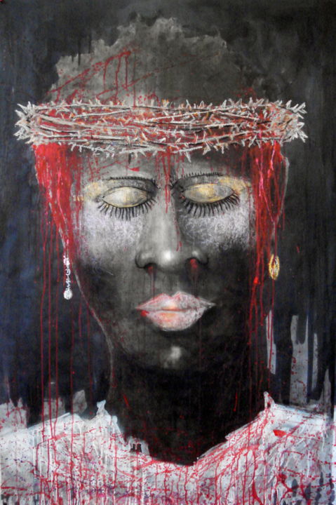 Painting titled ""Christ"" by Fabricetkyburdese, Original Artwork, Acrylic