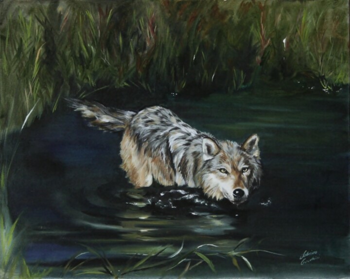 Peinture intitulée "The Wolf" par Fabrizia Tocchini, Œuvre d'art originale