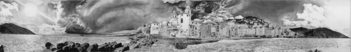 Disegno intitolato "Camogli" da Fabrizio Boldrini, Opera d'arte originale, Matita