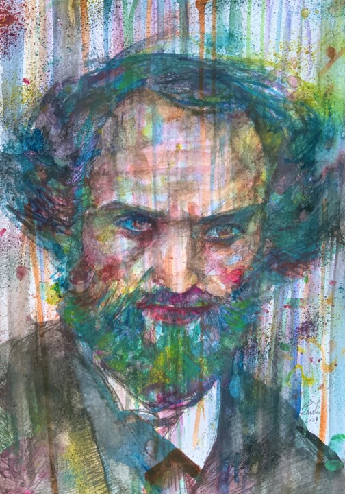 Painting titled "PAUL CEZANNE" by Lautir, Original Artwork, Watercolor