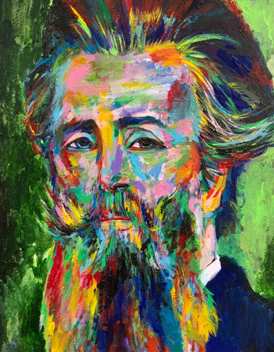 Painting titled "HERMAN MELVILLE (2)" by Lautir, Original Artwork, Acrylic Mounted on Wood Stretcher frame