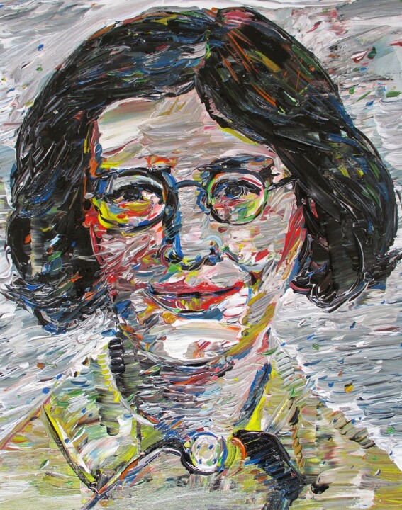Painting titled "SIMONE WEIL (2)" by Lautir, Original Artwork, Acrylic Mounted on Wood Stretcher frame