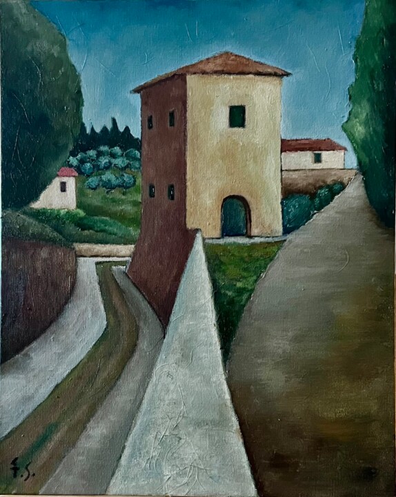 Painting titled "Paesaggio toscano" by Fabrizio Scarselli, Original Artwork, Oil