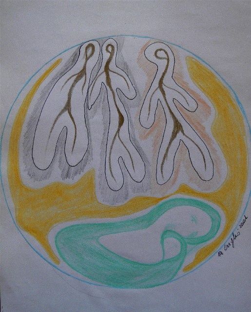 Disegno intitolato "Le tre entità" da Fabrizio Paris, Opera d'arte originale