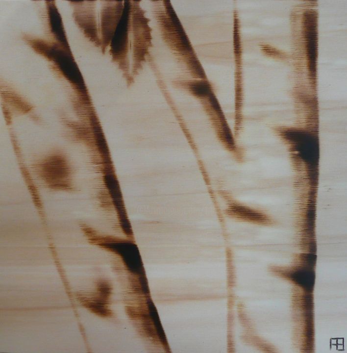 Dessin intitulée "boulot" par Fabien Bochard, Œuvre d'art originale, Bois Monté sur Panneau de bois