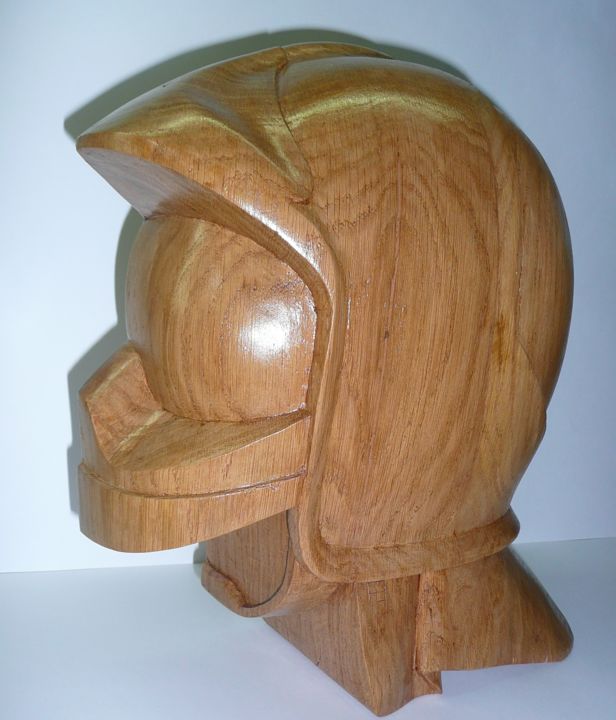 Sculpture titled "casque de pompier" by Fabien Bochard, Original Artwork, Wood