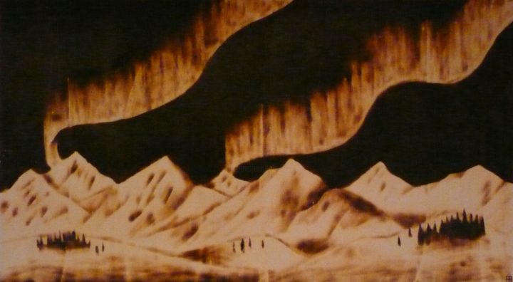 Рисунок под названием "aurore" - Fabien Bochard, Подлинное произведение искусства, Дерево Установлен на Деревянная панель