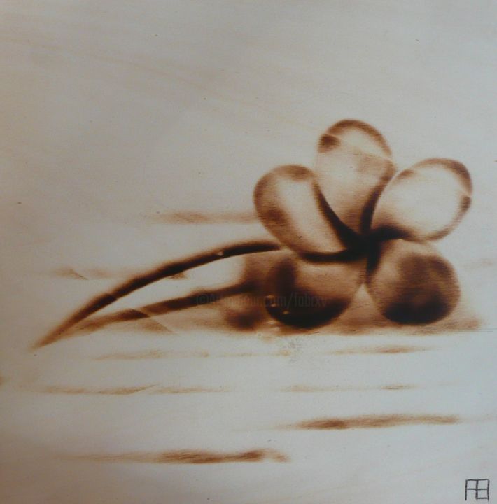Dessin intitulée "plumeria" par Fabien Bochard, Œuvre d'art originale, Bois Monté sur Panneau de bois
