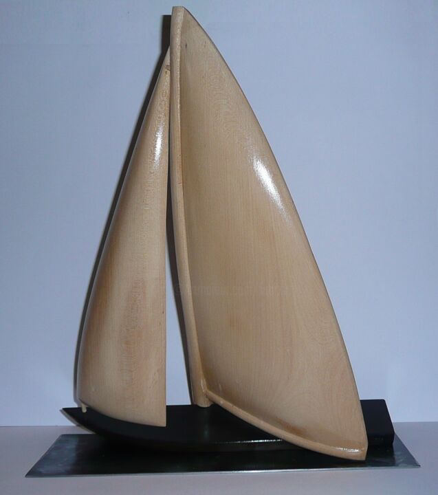 Sculpture titled "Dériveur" by Fabien Bochard, Original Artwork, Wood