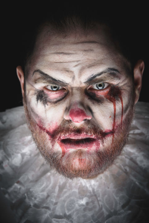 Fotografía titulada "Scary Evil Clown" por Faces Studio, Obra de arte original