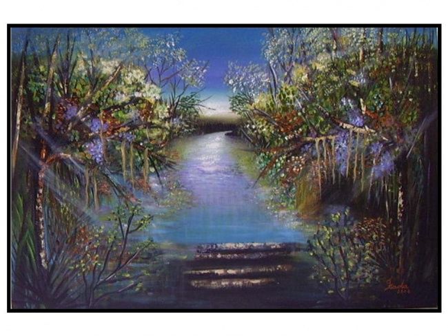 Pintura intitulada "Caminho do Lago Azul" por Fada Fadul, Obras de arte originais, Outro