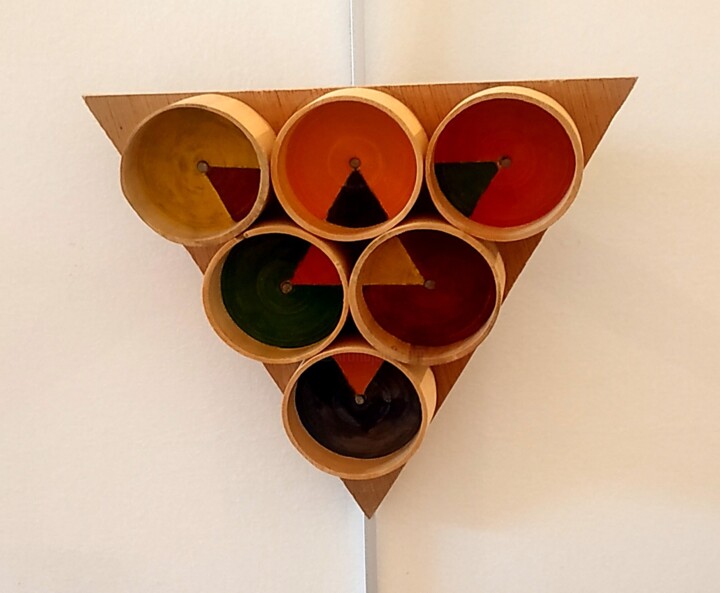 Sculpture titled "6 Una Hexa Buis 006" by Fadiese, Original Artwork, Wood Mounted on Wood Panel