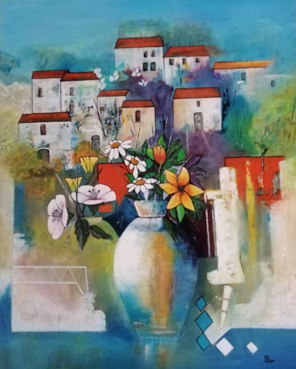 Painting titled "IDYLLIQUE" by Fado, Original Artwork, Acrylic