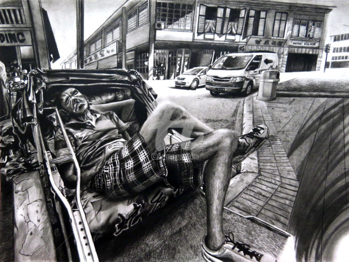 Malerei mit dem Titel "fatigue" von Fadzwan Roslan, Original-Kunstwerk, Andere