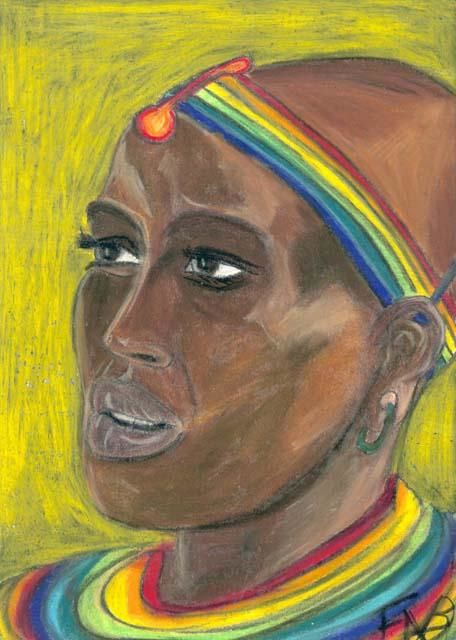 Pittura intitolato "Toussou, Africaine" da Fa B., Opera d'arte originale