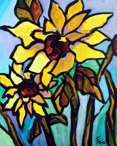 Painting titled "Sunflower" by Fagan, Original Artwork