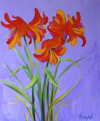 Painting titled "Amaryllis" by Fagan, Original Artwork