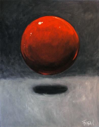 Painting titled "Red on Gray" by Fagan, Original Artwork, Oil