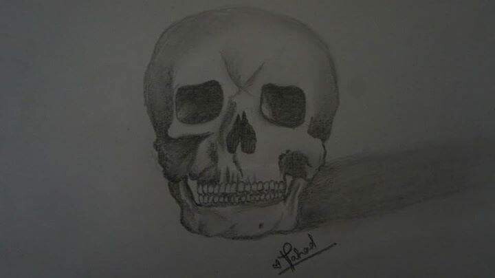 Painting titled "Skull" by Fahad Mj, Original Artwork