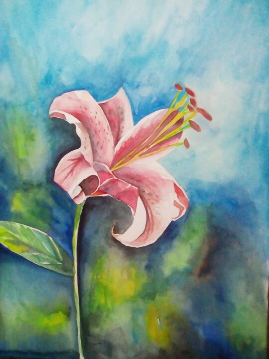 Painting titled "FLOWER" by Fahim Babar, Original Artwork, Watercolor