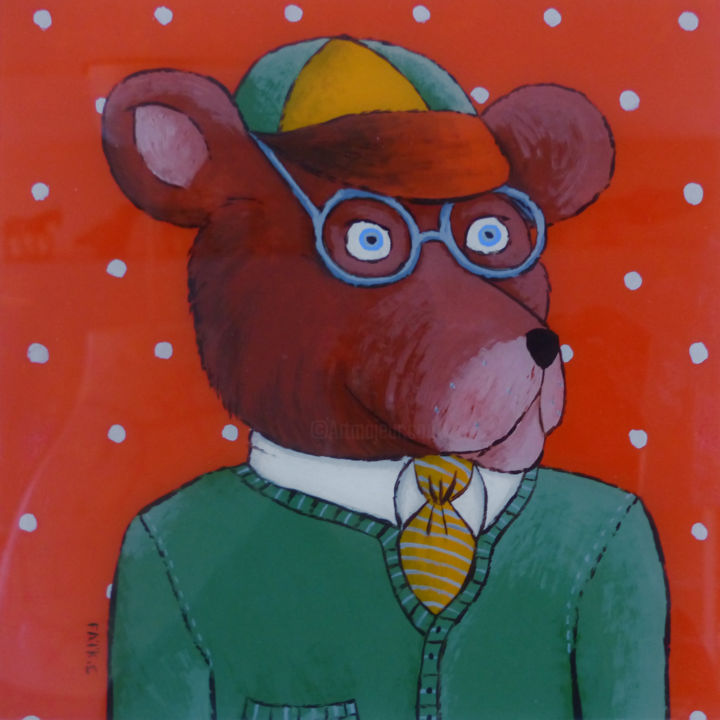 Peinture intitulée "Jean-Phi l'ours psy…" par Christelle Faïk, Œuvre d'art originale