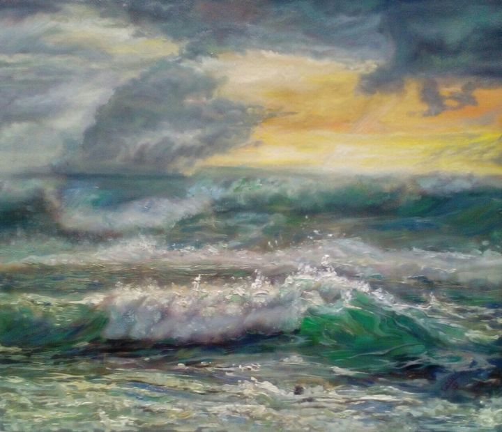 Картина под названием "Море" - Фаина, Подлинное произведение искусства, Масло