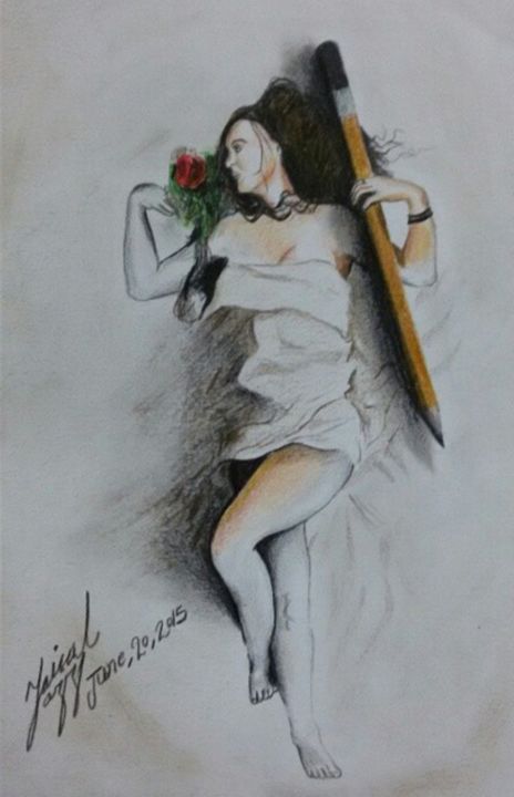 Painting titled "3D girl" by Faisal Azizi, Original Artwork