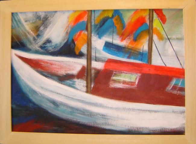 Painting titled "festa no mar 1" by Angelina Martinho, Original Artwork