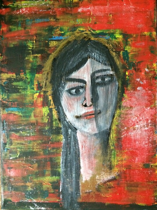 Painting titled "Emotionall Lady" by Faiza Ramdan, Original Artwork, Acrylic