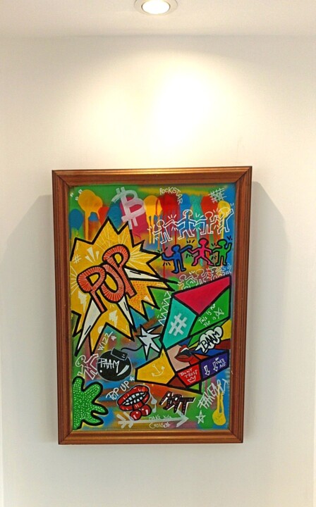 Peinture intitulée "POP UP" par Fakeart, Œuvre d'art originale, Bombe aérosol