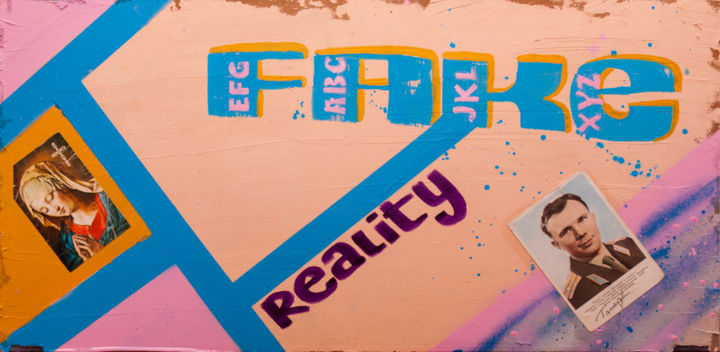 「FAKE REALITY 19」というタイトルのコラージュ Fake Artによって, オリジナルのアートワーク, コラージュ