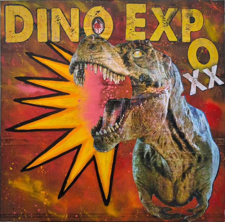 Kolaże zatytułowany „DINO EXPO XX” autorstwa Fake Art, Oryginalna praca, Kolaże