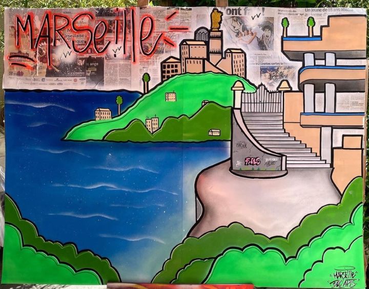 Painting titled "MARSEILLE" by Falc Arts, Original Artwork, Spray paint