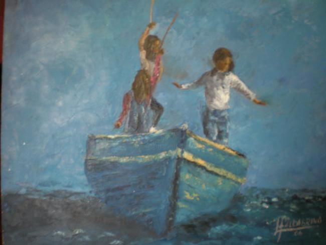 Pittura intitolato "SINFONIA EN AZUL" da Maria Lidia Fallabrino Meneghetti, Opera d'arte originale